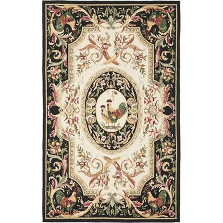 Safavieh 3 x 12 ft. Runner Transitional Chelsea Ivory and Black Hand Hooked Rug HK48K-312